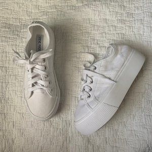 Steve Madden Emmi white canvas platform sneakers